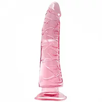 Ruby Rod Crystal Clear Pink Suction Cup Dildo 8 Inch