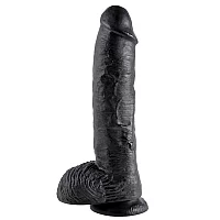 King Penis Realistic Dildo with Balls 10 Inch Black