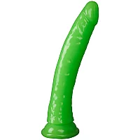 RealRock Glow in the Dark Slim Dildo with Suction Cup 9.8 Inch Green