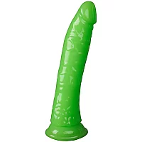 RealRock Glow in the Dark Slim Dildo with Suction Cup 7.9 Inch Green