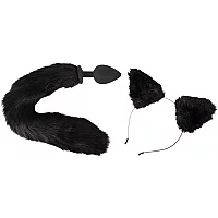 Bad Kitty Pet Play Butt Plug and Ears Black