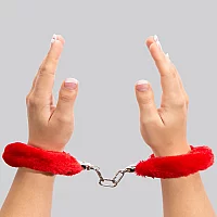 Lovehoney Red Furry Handcuffs Red