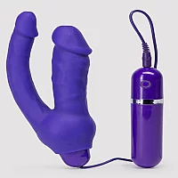 Double O Heaven 10 Function Vibrating Silicone Double Penetration Dildo Purple