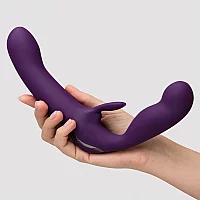 Desire Luxury Rechargeable Strapless StrapOn Dildo Vibrator Purple
