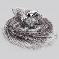 DOMINIX Deluxe Stainless Steel Medium Faux Silver Fox Tail Butt Plug Silver