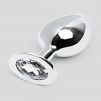 Lovehoney Jewelled Metal Large Butt Plug 3.5 Inch Clear Silver