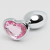 Lovehoney Jewelled Heart Metal Butt Plug 2.5 Inch Silver