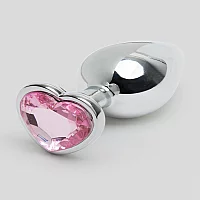 Lovehoney Jewelled Heart Metal Medium Butt Plug 3 Inch Silver