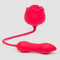 Lovehoney Power Petal 2in1 Clitoral Suction Stimulator with Thrusting Egg Vibrator Red