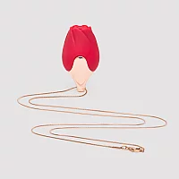 PATINA Rechargeable Vibrating Silicone Rose Necklace Red