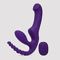 Playboy Hug It Out Triple Stimulation Inflatable Strapless StrapOn Purple