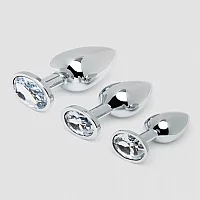 Lovehoney Jewelled Metal Butt Plug Set 3 Piece Silver