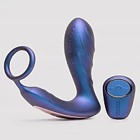 Hueman Black Hole Galactic Silicone Remote Control Cock Ring Butt Plug Purple